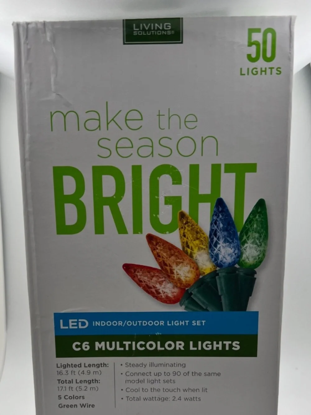 Living Solution 50 LED C6 Multicolor Lights Indoor/Outdoor Light Set 17.1 ft